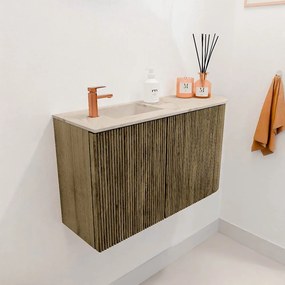 Mondiaz Joya DLux 70cm toiletmeubel ronding rechts dusk met wastafel faye links 1 kraangat frappe