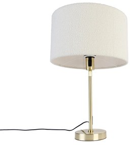 Tafellamp goud verstelbaar met kap boucle wit 35 cm - Parte Design E27 rond Binnenverlichting Lamp