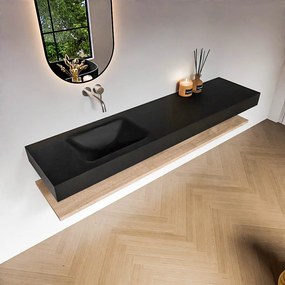Zaro Alan badmeubel 190cm met planchet washed oak en vrijhangende wastafel cloud links zonder kraangat urban