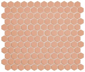 The Mosaic Factory Hexagon mozaïektegel - 26x30cm - wand en vloertegel - Zeshoek/Hexagon - Porselein Royal Peach Mat HM23080