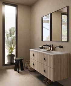 Muebles Avila badmeubel ribbelfront 120cm naturel eiken met dubbele wastafel zonder kraangaten