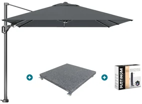 Platinum Voyager zweefparasol T2 2,7x2,7 m. - Antraciet met voet en hoes