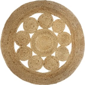 Atmosphera Esra Rond Jute Vloerkleed - Naturel met Patroon - Ø 80 cm