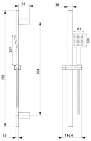 Sapho vierkante doucheset 70cm mat zwart