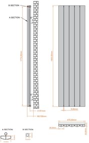 Eastbrook Tordino radiator 45x180cm aluminium 1432W antraciet