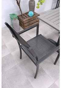 Garden Impressions Moon tuinset 7-delig donker grijs - Braga tuintafel 220x100 cm - light teak look