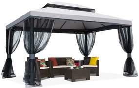 Grijs tuinpaviljoen met muskietennet Valencia 4x4 m Garden Point