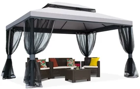Grijs tuinpaviljoen met muskietennet Valencia 4x4 m Garden Point