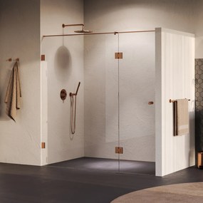 Brauer Void Carving profielloze nisdeur 190cm met draaideur 70cm aan glas koper geborsteld PVD