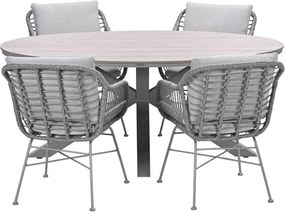 Garden Impressions Lucas tuinset 5-delig valley sand - Tulli tuintafel 180x115 cm - light teak vironwood