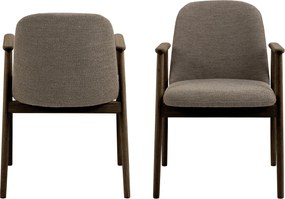 RODERIC Bruin Taupe (stof Monza 40) / gelakt eikenhouten frame – gerookt eiken (walnootkleur) – HOUTEN BOUCLÉ RETRO STOEL