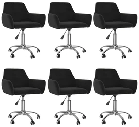vidaXL Eetkamerstoelen draaibaar 6 st fluweel zwart