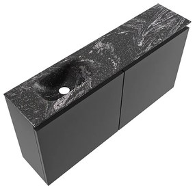 Mondiaz Ture DLux toiletmeubel 100cm dark grey met wastafel lava links zonder kraangat