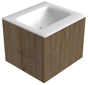 Mondiaz Kurve 50cm badmeubel dusk met 1 lade en wastafel grunne midden zonder kraangat