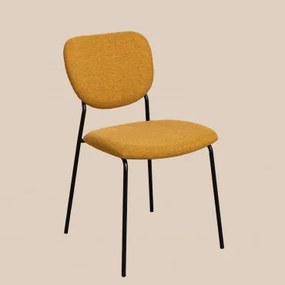 Stapelbare Eetkamerstoelen Set Van 4, Bekleed Met Taris Stof Mosterd - Sklum