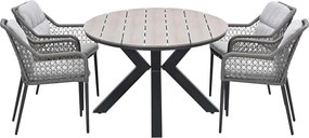 Garden Impressions Pemba tuinset 5-delig - Tulli tuintafel 180x115 cm - light teak vironwood