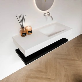 Zaro Alan badmeubel 110cm met planchet urban en vrijhangende wastafel cloud rechts zonder kraangat talc