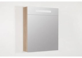 Saniclass Double Face Spiegelkast - 60x70x15cm - verlichting - geintegreerd - 1 linksdraaiende spiegeldeur - MFC - legno calore 7090L