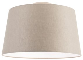 Stoffen Moderne plafondlamp met taupe kap 35 cm - Combi Landelijk / Rustiek E27 rond Binnenverlichting Lamp