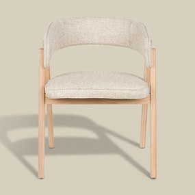 Eiken Eetkamerstoel Met Armleuningen Beige