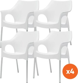 Set van 4 - Scab Ola stapelbare kunststof tuinstoel - Ivoor