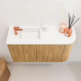 Mondiaz Joya 70cm toiletmeubel ronding rechts oak met wastafel faye links 1 kraangat talc