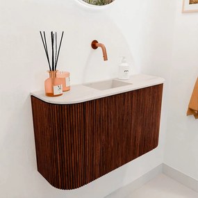 Mondiaz Joya DLux 75cm toiletmeubel ronding links/rechts ruby met wastafel faye midden zonder kraangat meli
