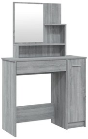 vidaXL Kaptafel met spiegel 86,5x35x136 cm grijs sonoma eikenkleurig