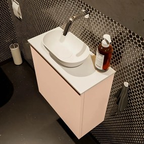 Mondiaz Fowy toiletmeubel 50cm rosee met witte waskom midden zonder kraangat