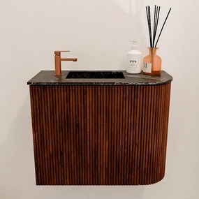 Mondiaz Joya DLux 50cm toiletmeubel ronding rechts ruby met wastafel faye links 1 kraangat lava