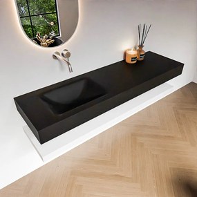 Zaro Alan badmeubel 160cm met planchet talc en vrijhangende wastafel cloud links zonder kraangat urban