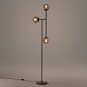 Vloerlamp in metaal en gerookt glas, Atea