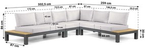 Loungeset 6 personen Aluminium/Teak Grijs Lifestyle Garden Furniture Vittoria