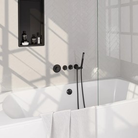 Brauer Stripe inbouw badkraan met badvulcombinatie en staafhanddouche zwart mat