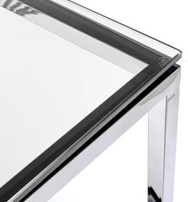 Kare Design Laser Silver Design Sidetable Met Glas Zilver - 120 X 40cm.