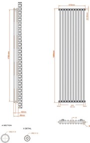 Eastbrook Murano radiator 50x180cm 1667W antraciet