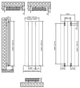 Eastbrook Guardia radiator 35x120cm aluminium 1280W antraciet