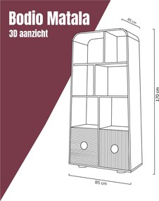 Open Kast Hoog Met Ronde Hoeken - 85x40x170cm.