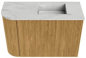 Mondiaz Joya DLux 60cm toiletmeubel ronding links oak met wastafel faye rechts 1 kraangat opalo