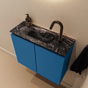 Mondiaz Ture DLux toiletmeubel 60cm jeans met wastafel lava midden met kraangat