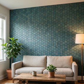 Decoratief Houten Wandpaneel | Snowdrop   Cadet Blue | 60×60 cm | Amerikaans Notenhout