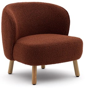 Kave Home Ulit Fauteuil Terracotta Boucle Met Houten Pootjes