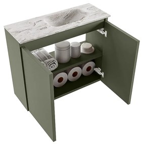 Mondiaz Ture DLux toiletmeubel 60cm army met wastafel glace rechts zonder kraangat