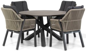 Tuinset Ronde Tuintafel 4 personen 125 cm Rope Taupe  Lifestyle Garden Furniture Verona/Ancona