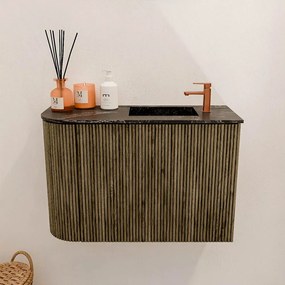 Mondiaz Joya DLux 60cm toiletmeubel ronding links dusk met wastafel faye rechts 1 kraangat lava