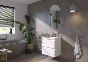 Saqu Gaia ondiep badmeubel incl. glans witte wastafel 60x40x64cm glans wit – witte greeplijst