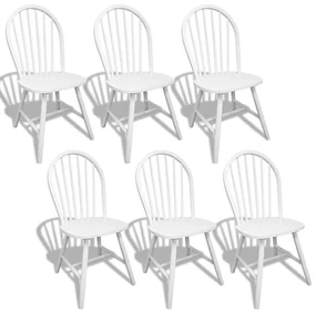 vidaXL Eetkamerstoelen 6 st massief rubberwood wit