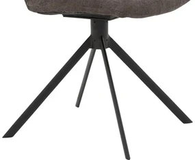 Goossens Eetkamerstoel Hera bruin stof met draaifunctie leuning, modern design