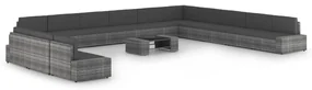 vidaXL 14-delige Loungeset met kussens poly rattan grijs