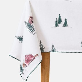 Bedrukt tafelkleed, gewassen katoen, SNOW COUNTRY